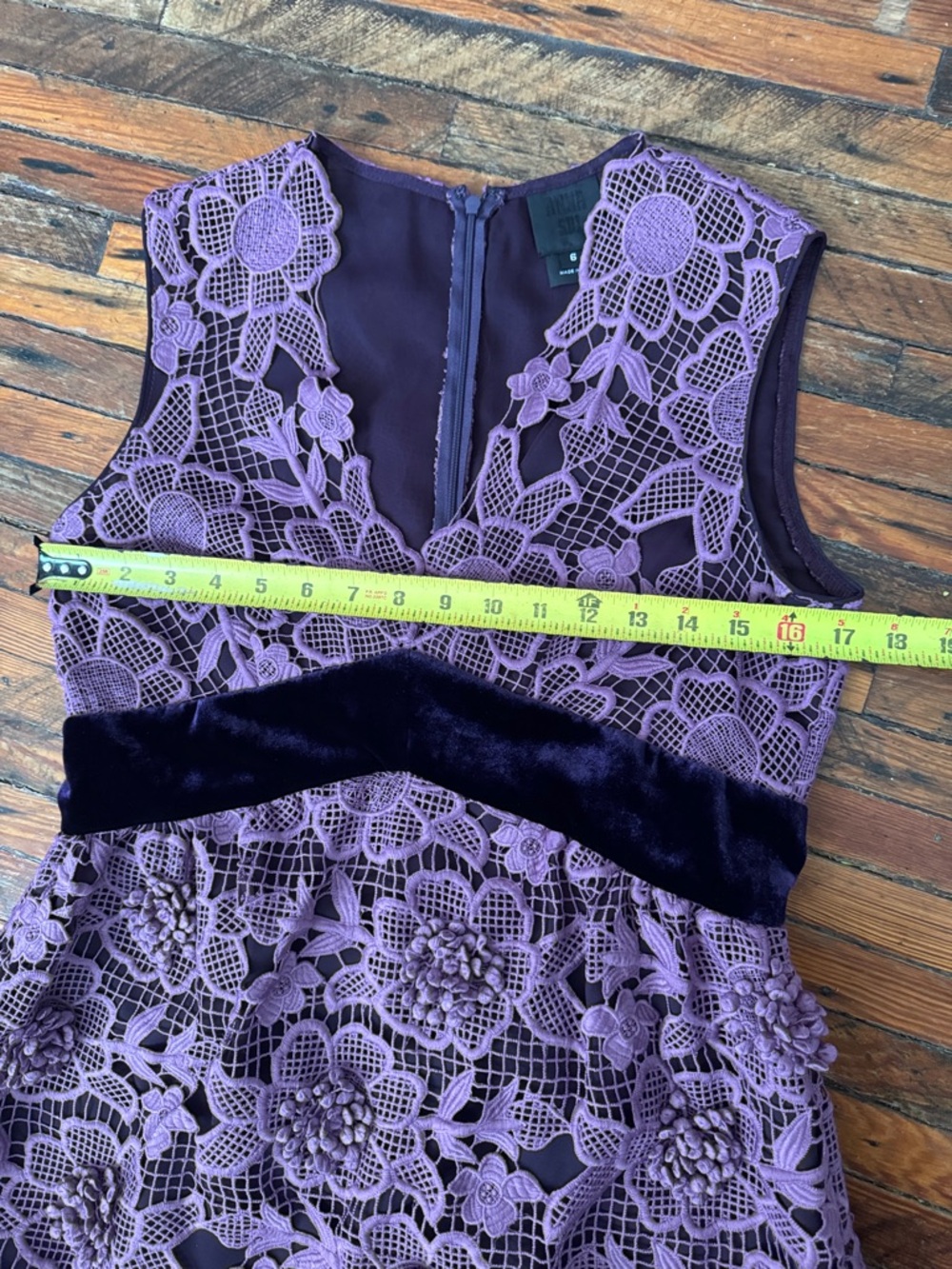 Vintage EUC Anna Sui Purple Floral Lace Mini Dress - Picture 3 of 7